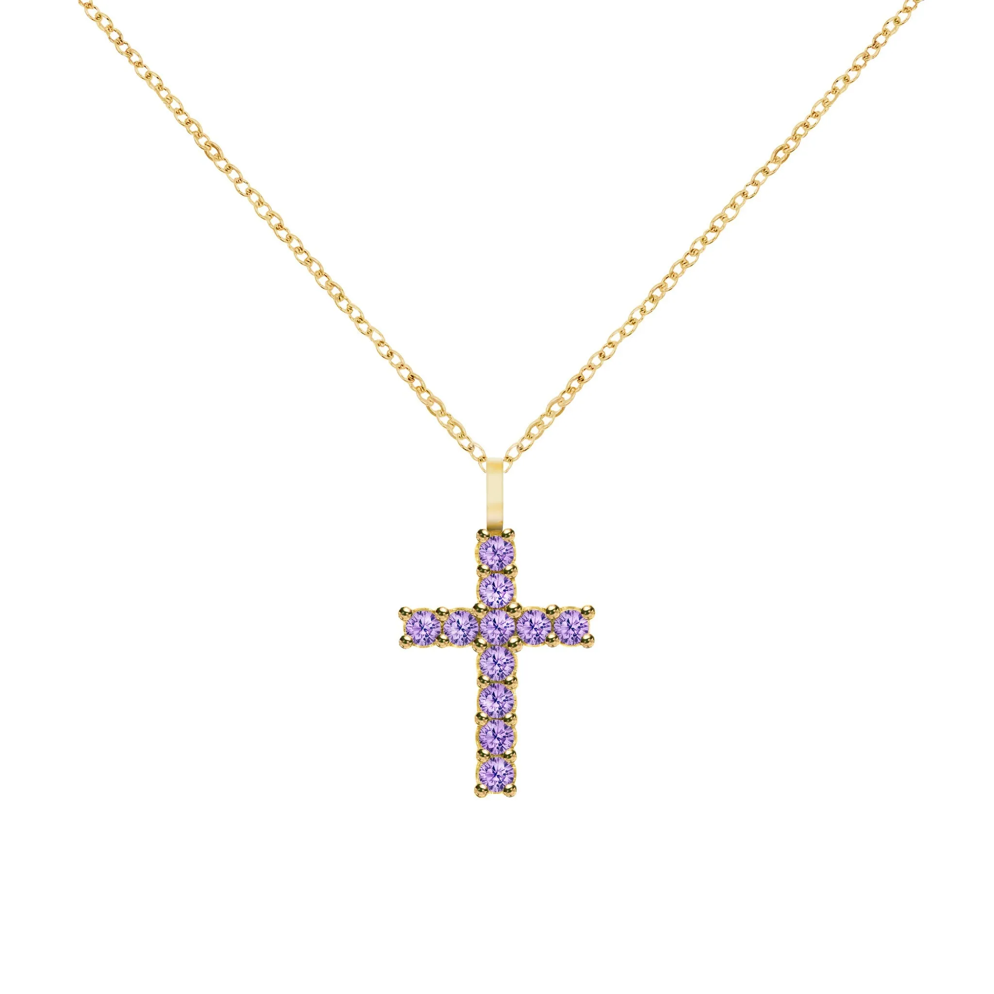 Rosecliff Cross Amethyst Pendant in 14k Gold (February) sold by Haverhill product image thumbnail 5