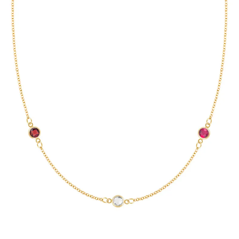 Personalized Classic 3 Birthstone Necklace in 14k Gold sold by Haverhill