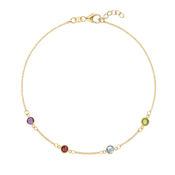 Personalized Classic 4 Birthstone Bracelet in 14k Gold sold by Haverhill