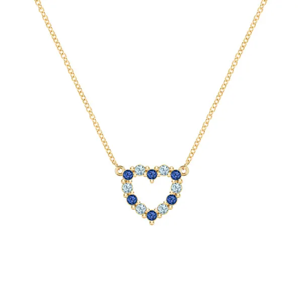 Personalized Rosecliff Small Heart Birthstone Necklace in 14k Gold sold by Haverhill