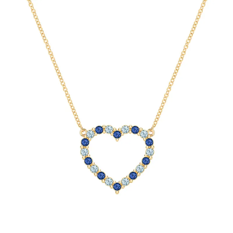 Personalized Rosecliff Heart Birthstone Necklace in 14k Gold sold by Haverhill