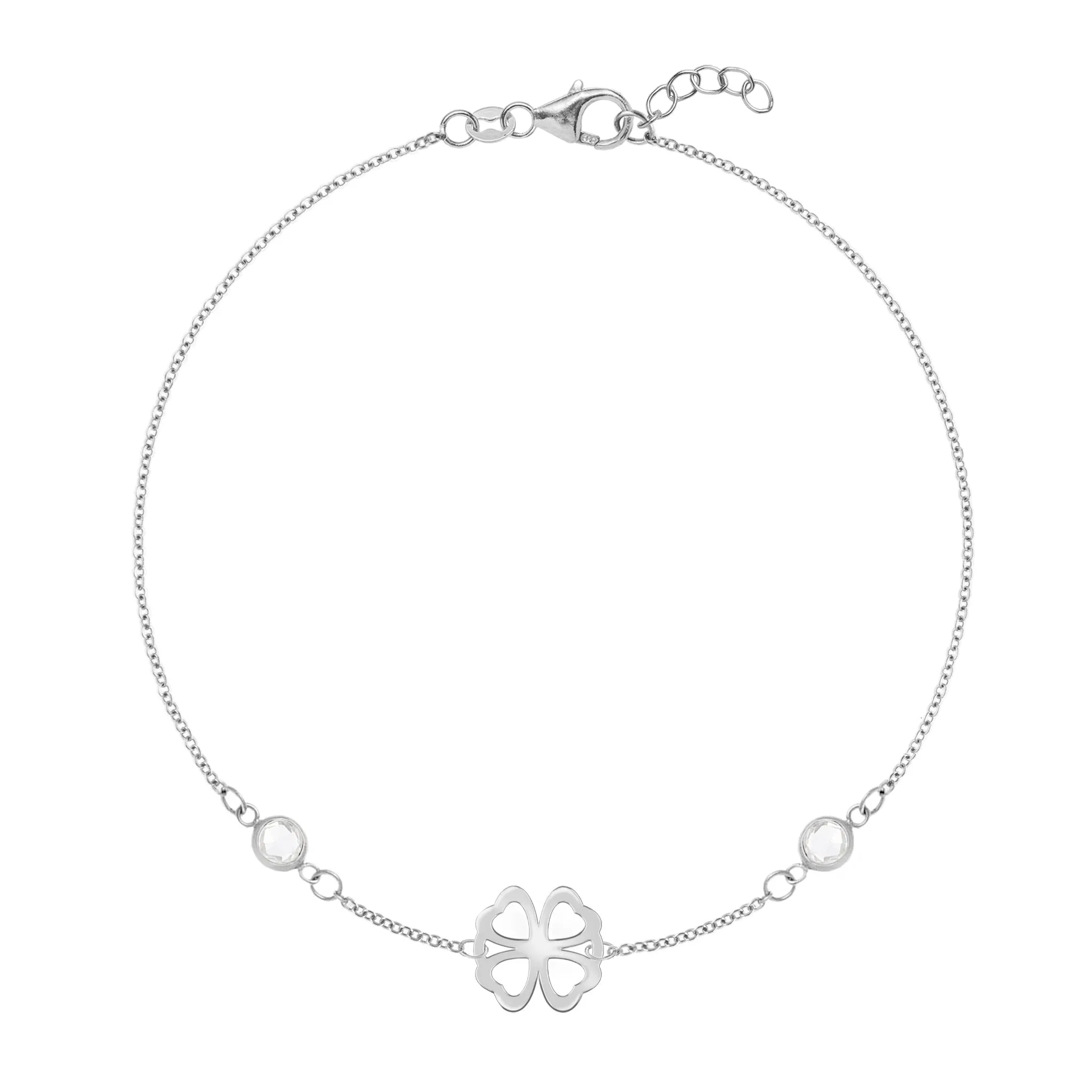 Personalized Classic Clover & 2 Birthstone Bracelet in 14k Gold sold by Haverhill product image thumbnail 5