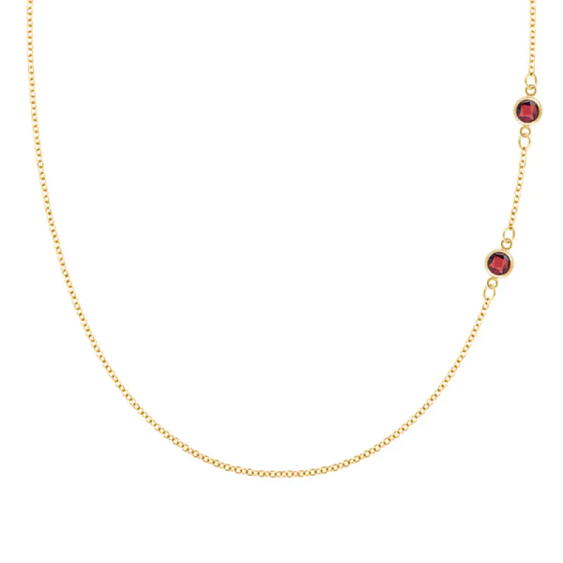 Personalized Classic 2 Birthstone Necklace in 14k Gold sold by Haverhill
