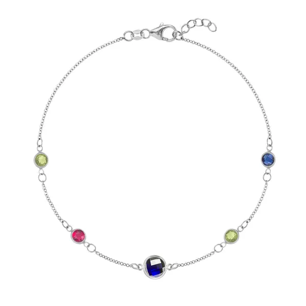 Personalized 1 Grand & 4 Classic Birthstone Bracelet in 14k Gold sold by Haverhill