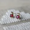 Personalized Greenwich Solitaire Birthstone & Diamond Earrings in 14k Gold sold by Haverhill