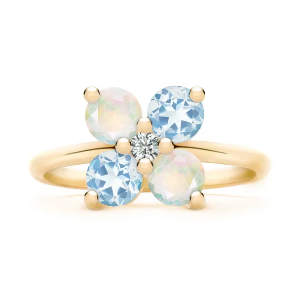 Personalized Greenwich 4 Birthstone & Diamond Ring in 14k Gold sold by Haverhill