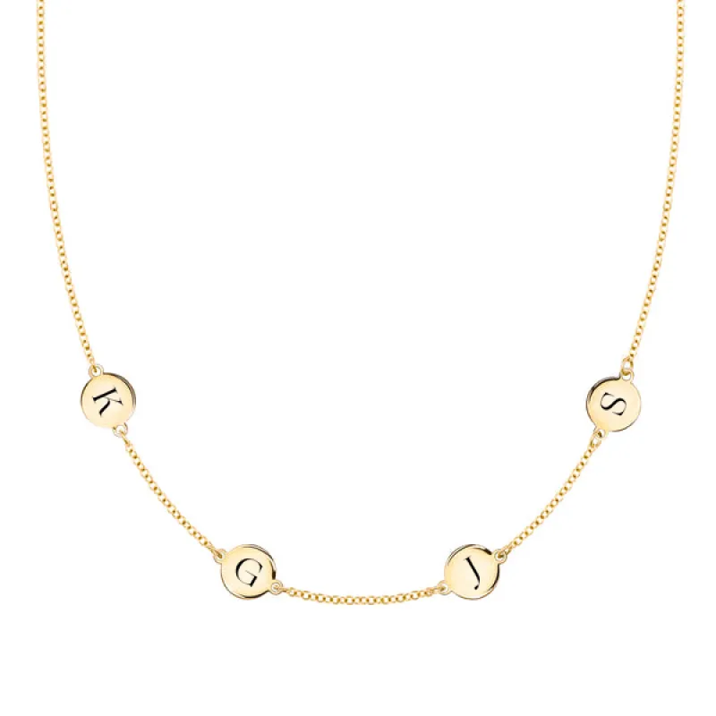Personalized 4 Letter Necklace in 14k Gold (Double Spacing) sold by Haverhill