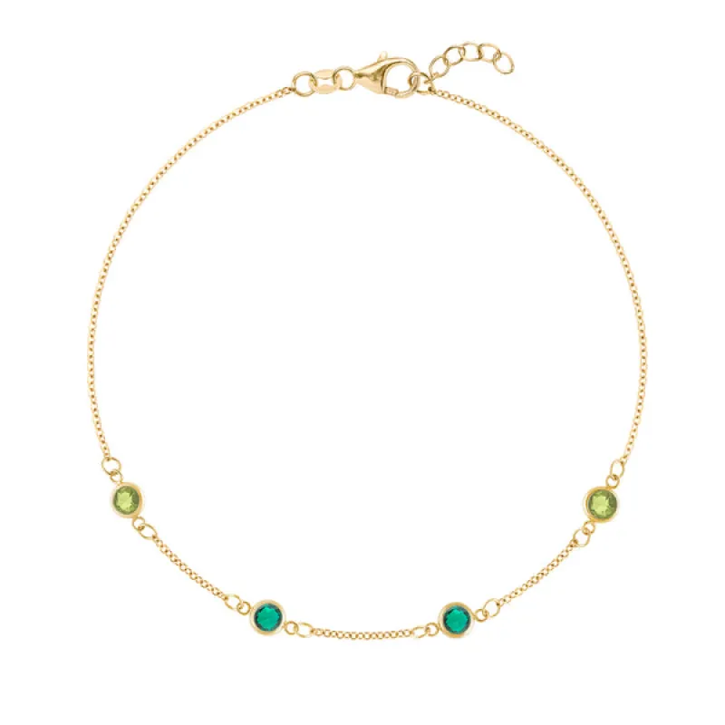 Personalized Classic 4 Birthstone Bracelet in 14k Gold sold by Haverhill