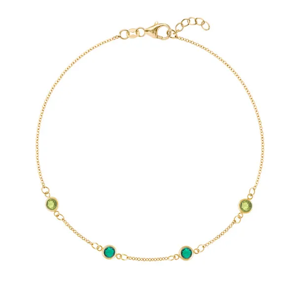 Personalized Classic 4 Birthstone Bracelet in 14k Gold sold by Haverhill