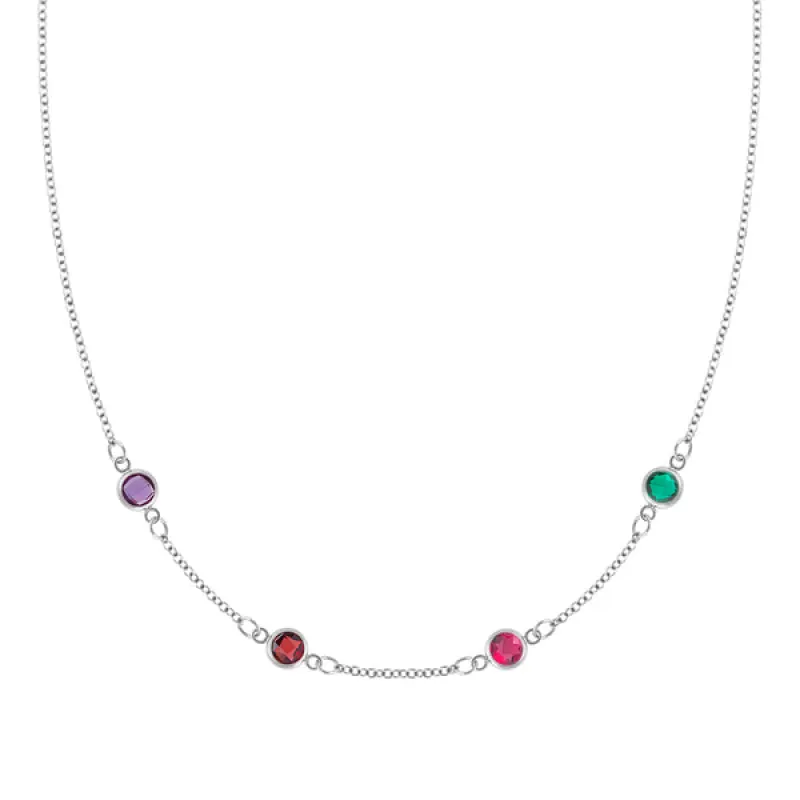 Personalized Classic 4 Birthstone Necklace in 14k Gold sold by Haverhill