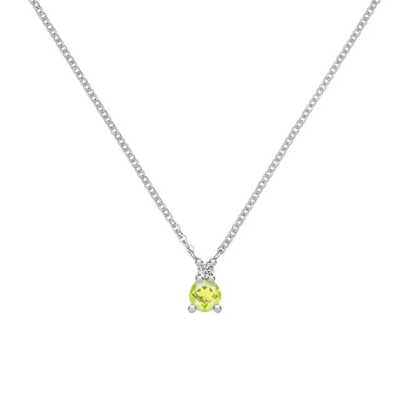 Personalized Greenwich Solitaire Birthstone & Diamond Necklace in 14k Gold sold by Haverhill