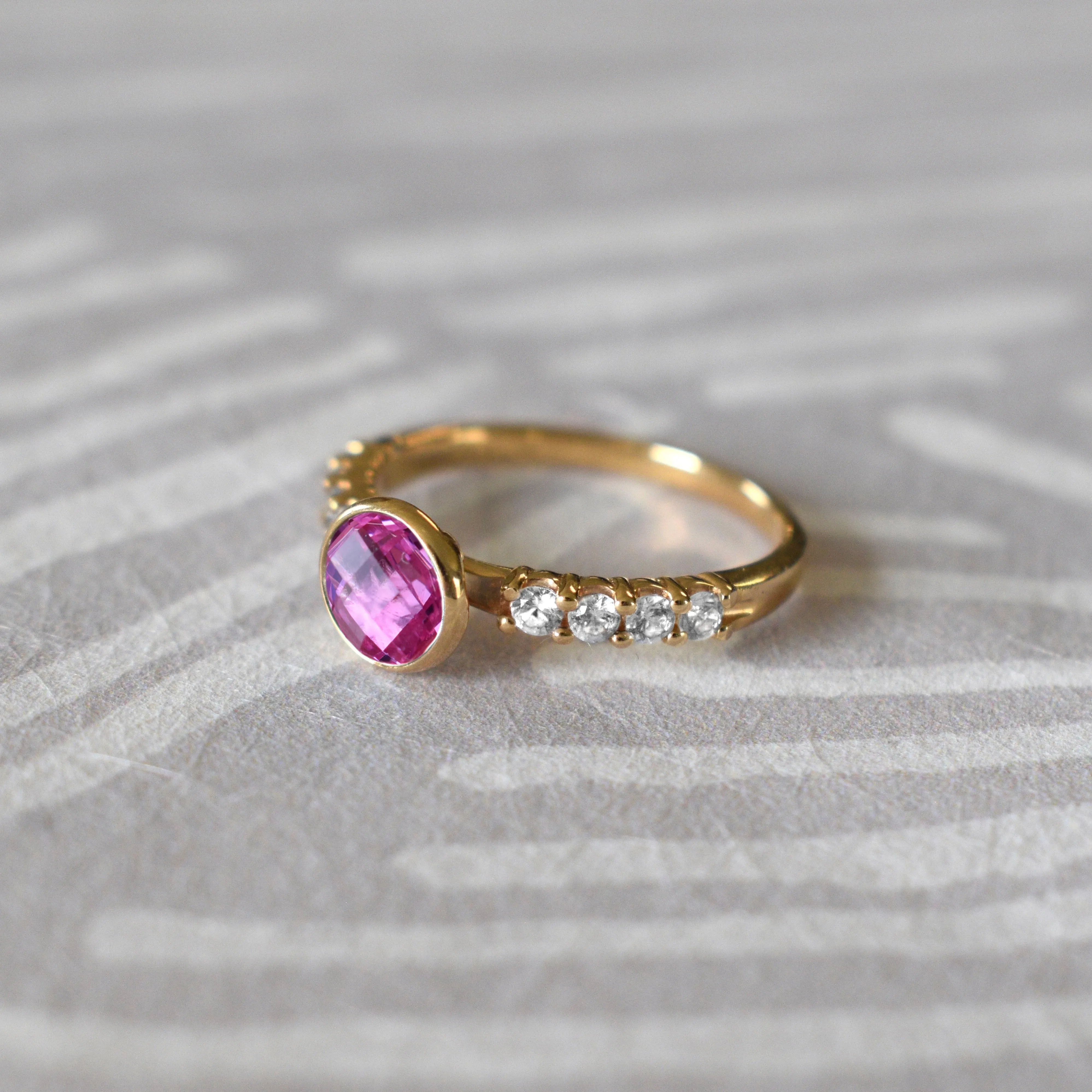 Rosecliff Grand Pink Sapphire Ring in 14k Gold (October) sold by Haverhill product image thumbnail 3