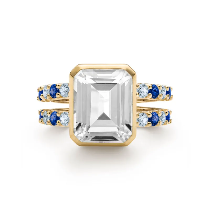 Personalized Warren Vertical Birthstone Ring with Accent Stones in 14k Gold sold by Haverhill