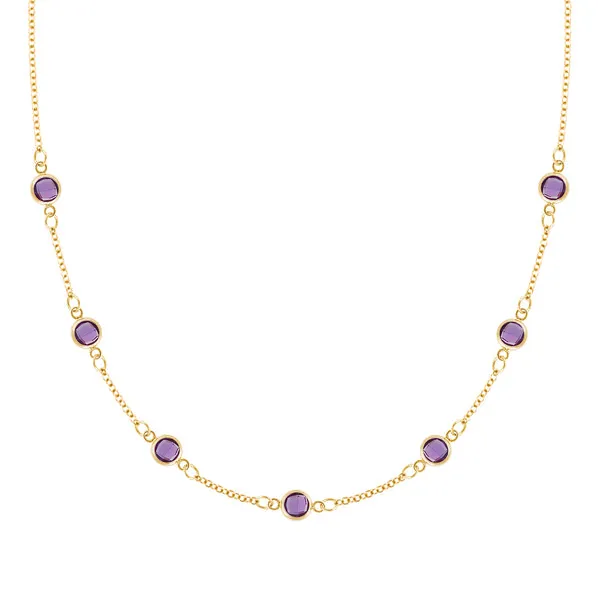 Personalized Classic 7 Birthstone Necklace in 14k Gold sold by Haverhill