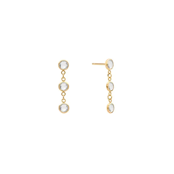 Personalized Classic 3 Birthstone Earrings in 14k Gold sold by Haverhill
