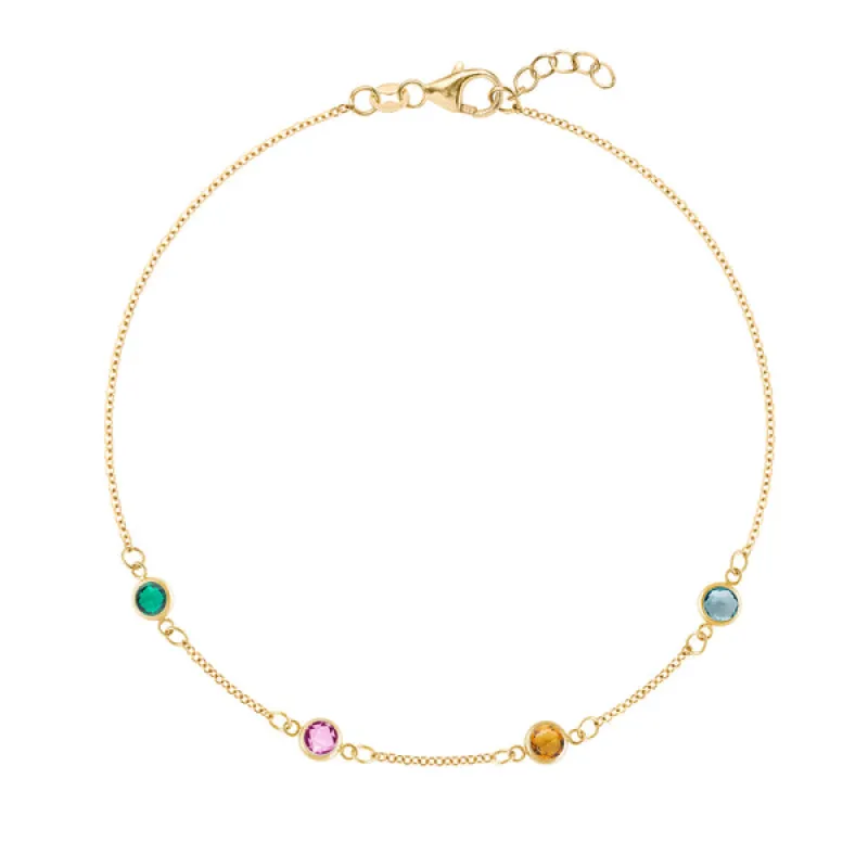 Personalized Classic 4 Birthstone Bracelet in 14k Gold sold by Haverhill