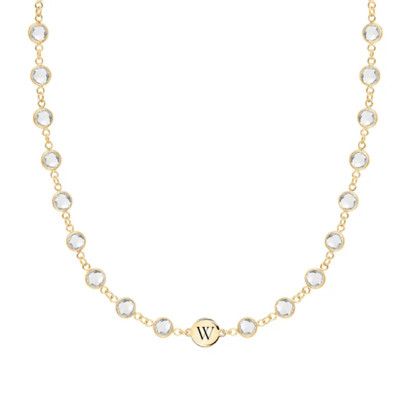 Personalized Newport 1 Letter Birthstone Necklace in 14k Gold sold by Haverhill