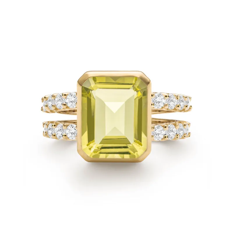 Personalized Warren Vertical Birthstone Ring with Accent Stones in 14k Gold sold by Haverhill