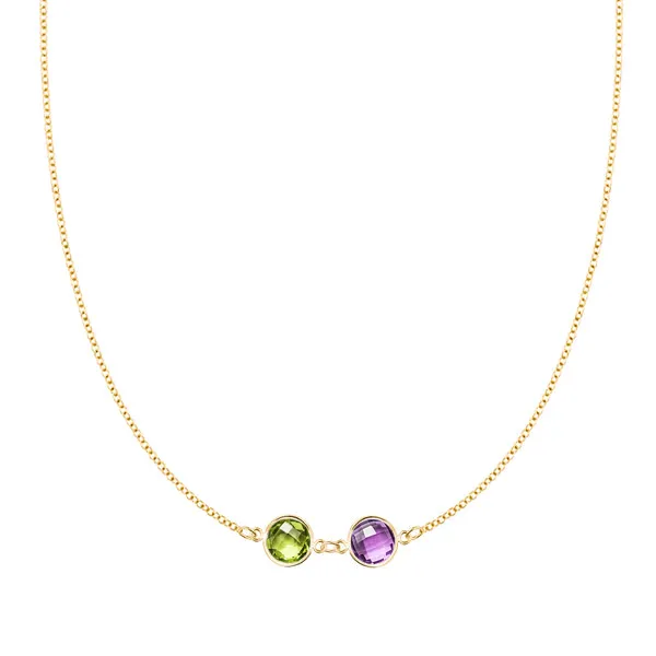 Personalized Grand 2 Connected Birthstone Necklace in 14k Gold sold by Haverhill
