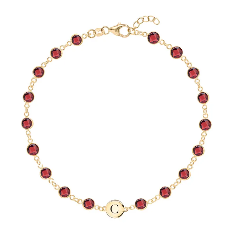 Personalized Newport 1 Letter Birthstone Bracelet in 14k Gold sold by Haverhill