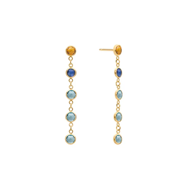 Personalized Classic 5 Birthstone Earrings in 14k Gold sold by Haverhill