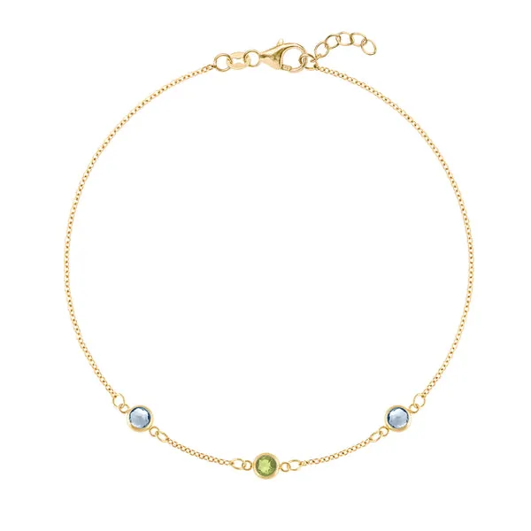 Personalized Classic 3 Birthstone Bracelet in 14k Gold sold by Haverhill