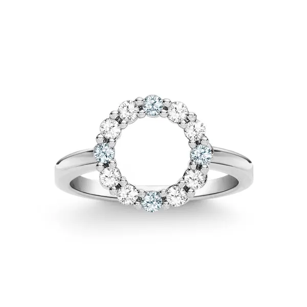 Personalized Rosecliff Small Circle Birthstone Ring in 14k Gold sold by Haverhill