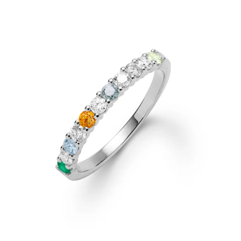 Personalized Rosecliff Birthstone Stackable Ring in 14k Gold sold by Haverhill