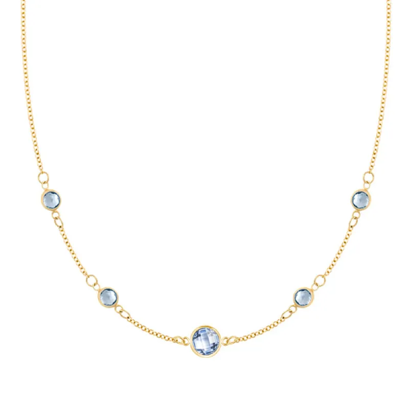 Personalized 1 Grand & 4 Classic Birthstone Necklace in 14k Gold sold by Haverhill