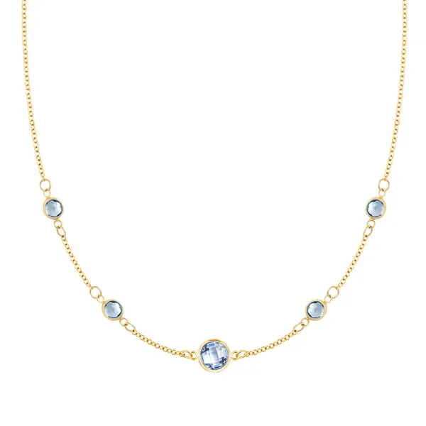 Personalized 1 Grand & 4 Classic Birthstone Necklace in 14k Gold sold by Haverhill