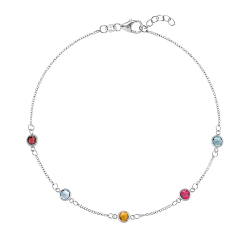 Personalized Classic 5 Birthstone Bracelet in 14k Gold sold by Haverhill