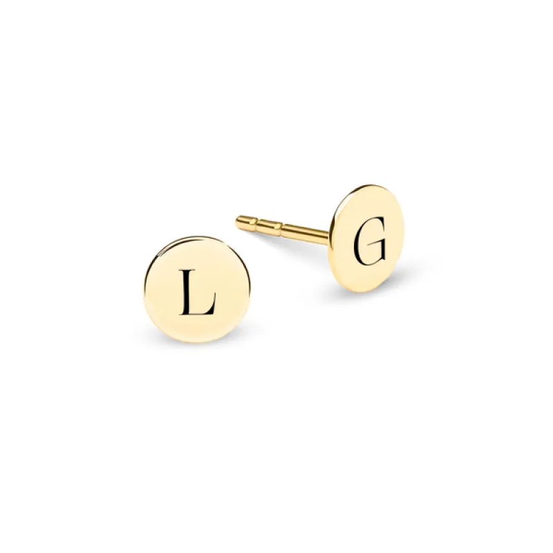 Letter Stud Earrings in 14k Gold sold by Haverhill