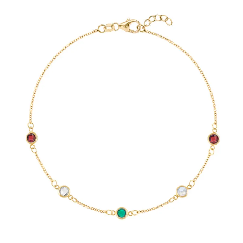 Personalized Classic 5 Birthstone Bracelet in 14k Gold sold by Haverhill