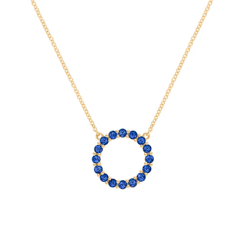 Personalized Rosecliff Circle Birthstone Necklace in 14k Gold sold by Haverhill