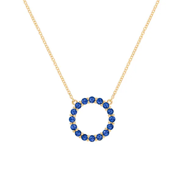 Personalized Rosecliff Circle Birthstone Necklace in 14k Gold sold by Haverhill