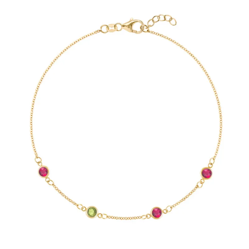 Personalized Classic 4 Birthstone Bracelet in 14k Gold sold by Haverhill
