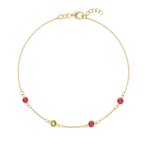 Personalized Classic 4 Birthstone Bracelet in 14k Gold sold by Haverhill