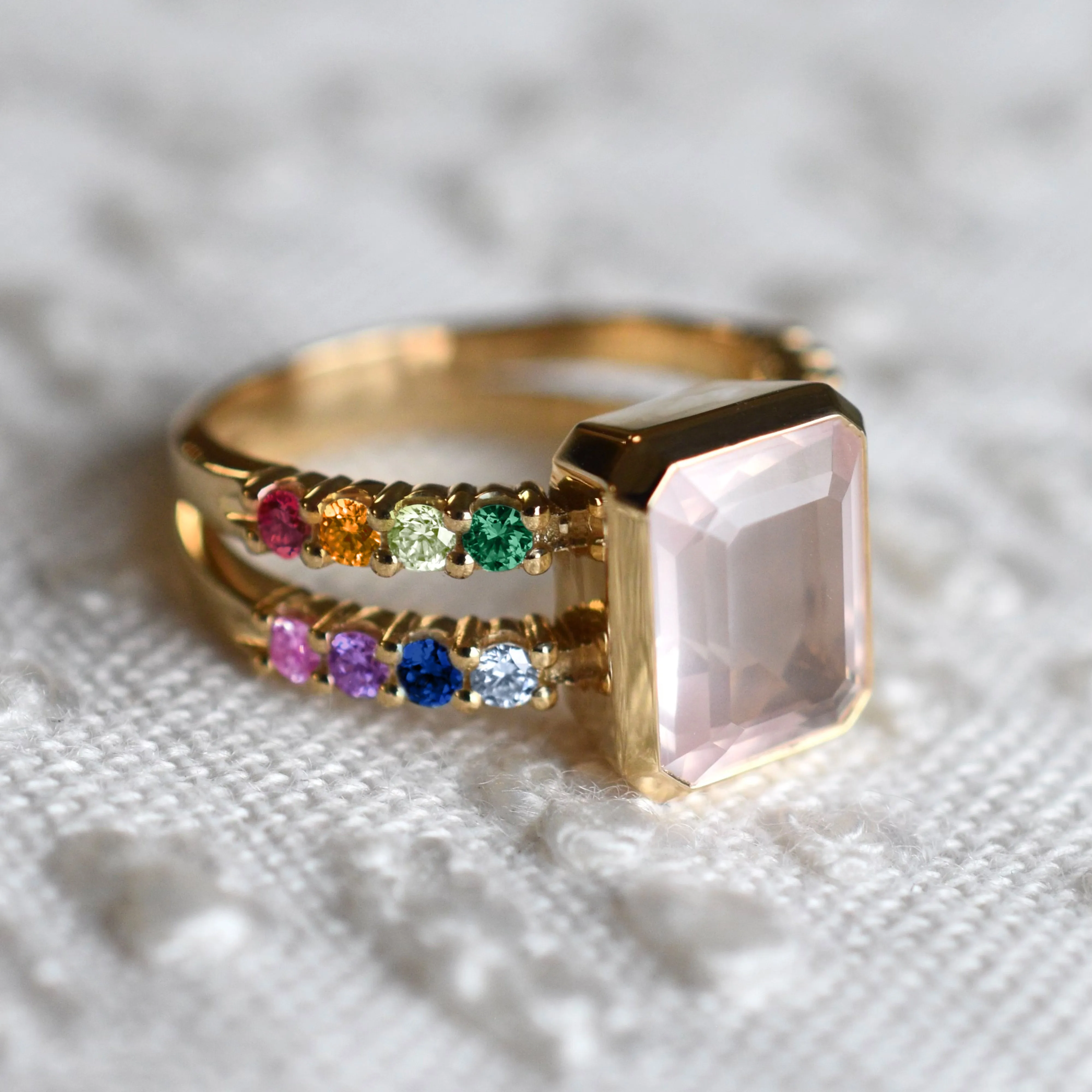 Personalized Rainbow Warren Vertical Ring in 14k Gold sold by Haverhill product image thumbnail 2