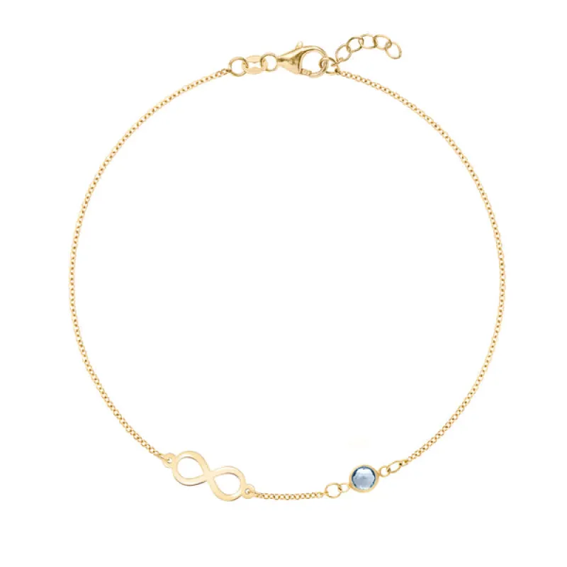 Personalized Classic Infinity & 1 Birthstone Bracelet in 14k Gold sold by Haverhill