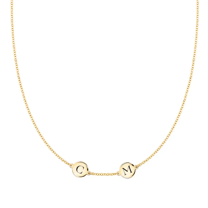 Personalized 2 Letter Necklace in 14k Gold (Single Spacing) sold by Haverhill