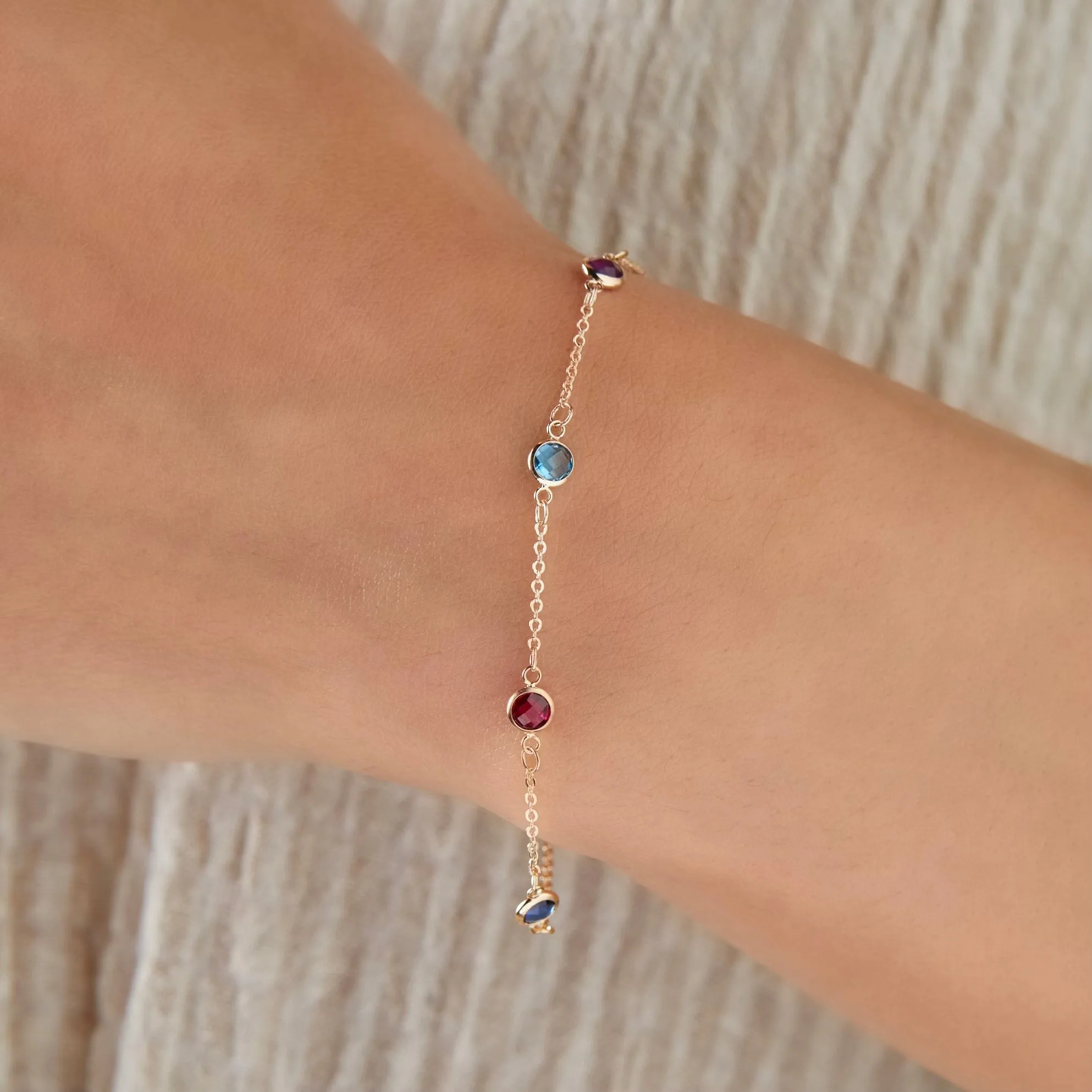 Personalized Classic 6 Birthstone Bracelet in 14k Gold sold by Haverhill product image thumbnail 3