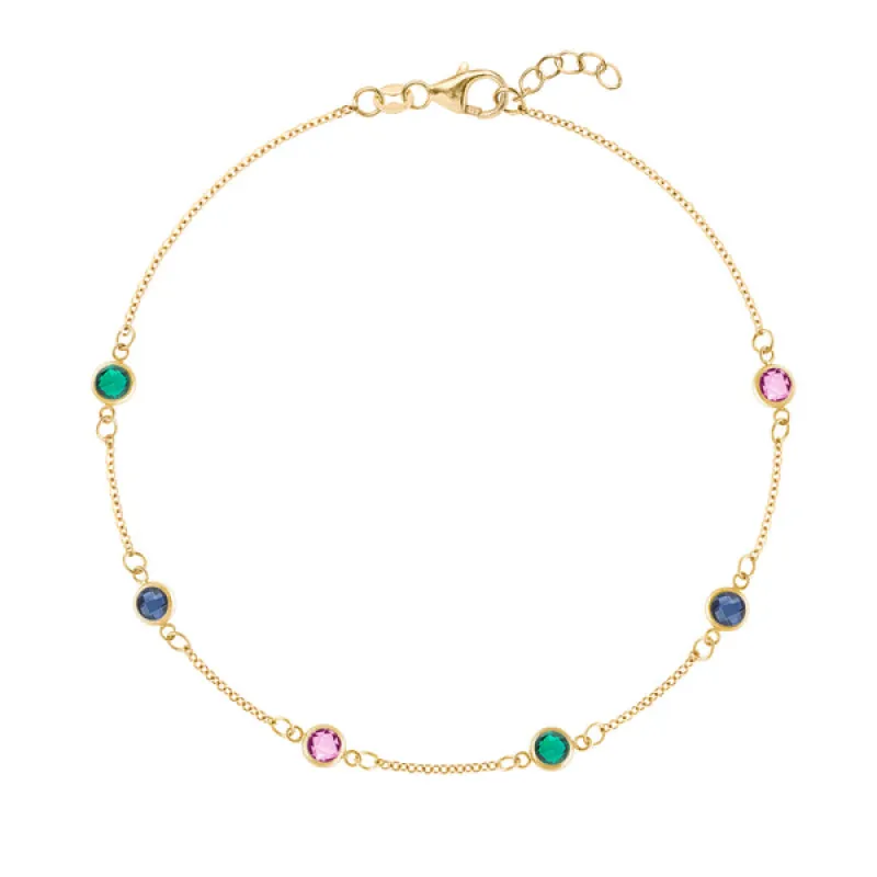 Personalized Classic 6 Birthstone Bracelet in 14k Gold sold by Haverhill