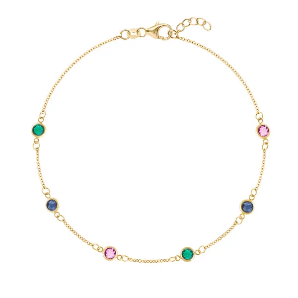 Personalized Classic 6 Birthstone Bracelet in 14k Gold sold by Haverhill