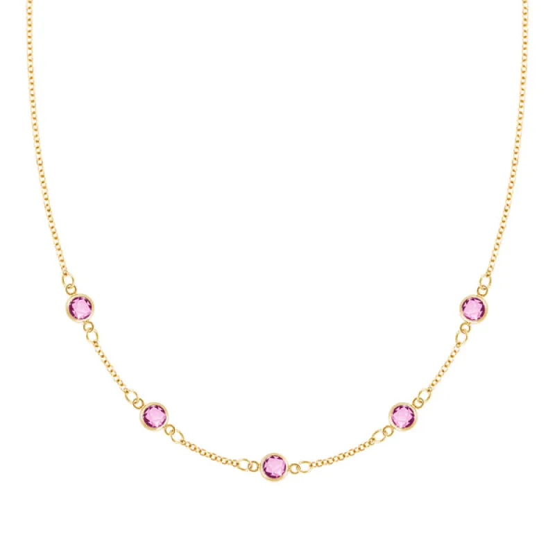 Personalized Classic 5 Birthstone Necklace in 14k Gold sold by Haverhill