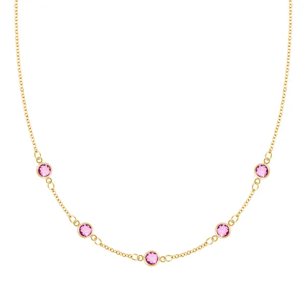 Personalized Classic 5 Birthstone Necklace in 14k Gold sold by Haverhill