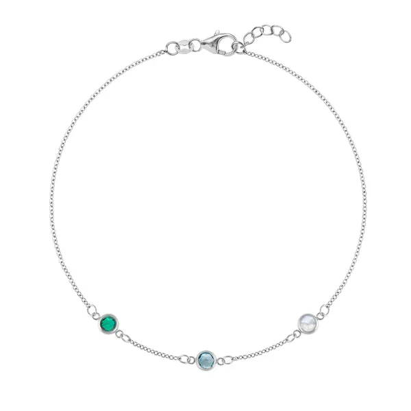 Personalized Classic 3 Birthstone Bracelet in 14k Gold sold by Haverhill
