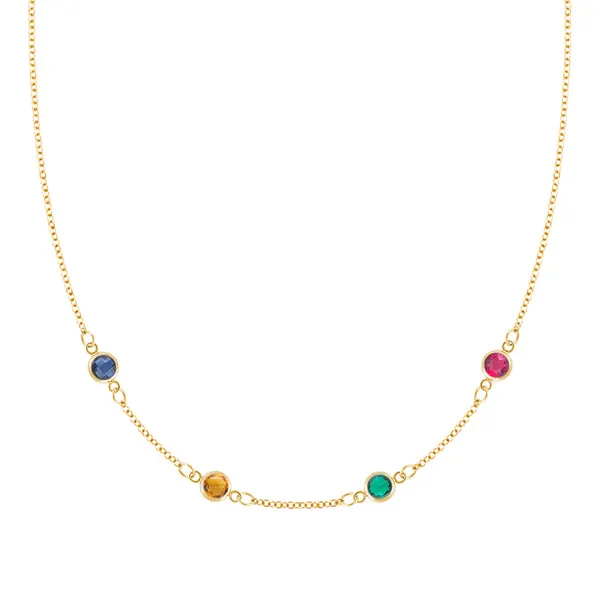 Personalized Classic 4 Birthstone Necklace in 14k Gold sold by Haverhill