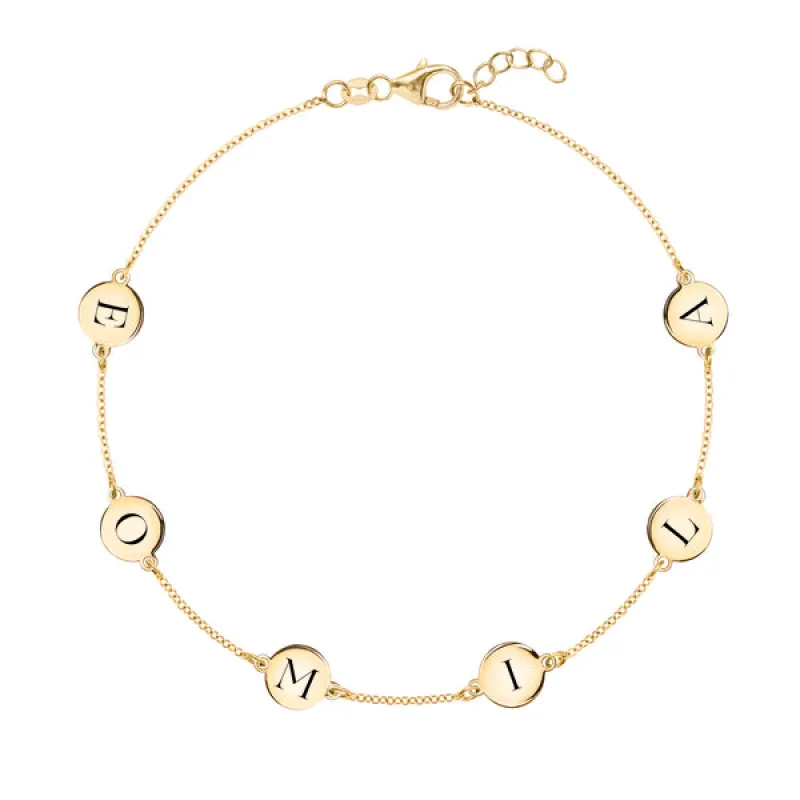 Personalized 6 Letter Bracelet in 14k Gold sold by Haverhill