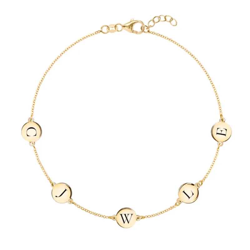 Personalized 5 Letter Bracelet in 14k Gold sold by Haverhill