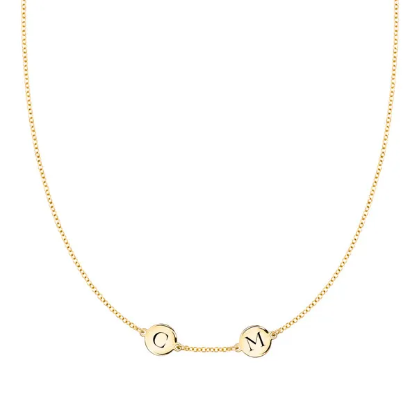 Personalized 2 Letter Necklace in 14k Gold (Single Spacing) sold by Haverhill